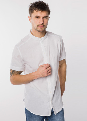 Белая кэжуал рубашка однотонная MR 520 с коротким рукавом