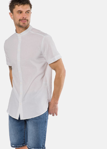 Белая кэжуал рубашка однотонная MR 520 с коротким рукавом