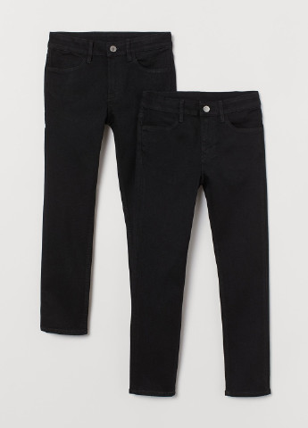Черные демисезонные зауженные джинсы (2 шт.) H&M