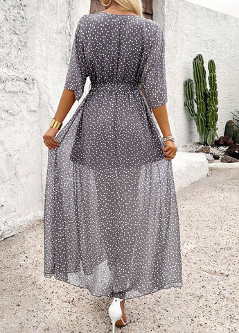 Сіра кежуал сукня кльош SHEIN в горошок