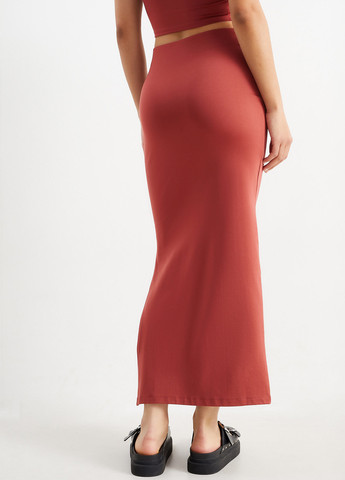 Бордовая кэжуал однотонная юбка C&A карандаш