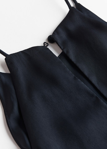 Комбінезон H&M комбінезон-брюки однотонний темно-синій кежуал поліестер, атлас