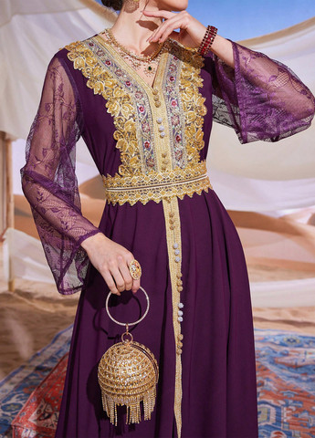 Малинова вечірня сукня а-силует SHEIN однотонна