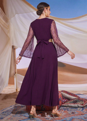 Малинова вечірня сукня а-силует SHEIN однотонна