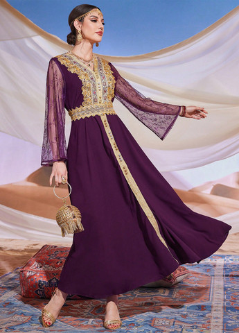 Малинова вечірня сукня а-силует SHEIN однотонна