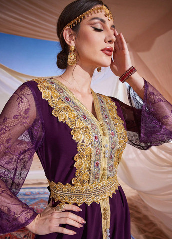 Малинова вечірня сукня а-силует SHEIN однотонна