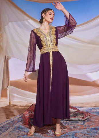 Малинова вечірня сукня а-силует SHEIN однотонна