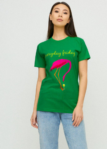 Зелена демісезон футболка boyfriend / air print / YAPPI