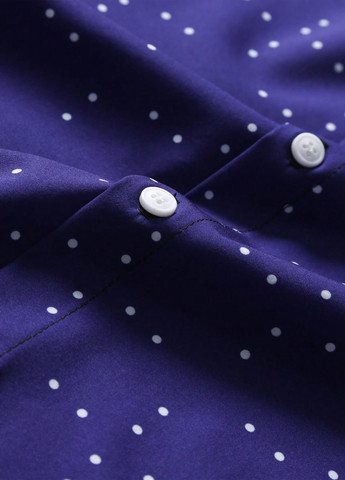 Темно-синяя кэжуал, классическая рубашка в горошек SHEIN