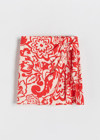 Красная кэжуал цветочной расцветки юбка Reserved на запах