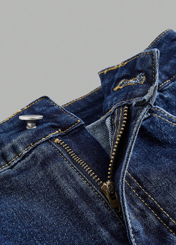 Синяя джинсовая, кэжуал однотонная юбка SHEIN а-силуэта (трапеция)