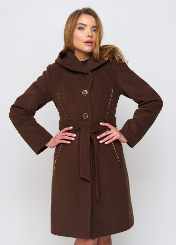 Шоколадное демисезонное Пальто с капюшоном Nio