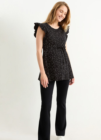 Черное кэжуал платье C&A в горошек