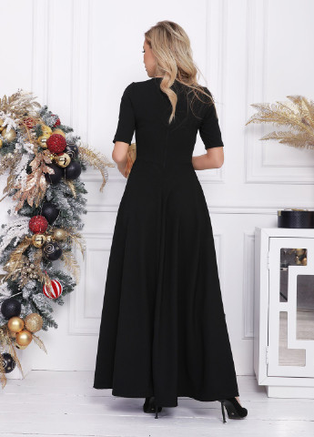 Чорна вечірня сукня жіноча кльош ISSA PLUS однотонна