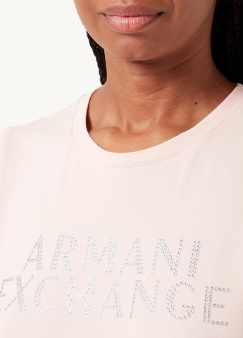 Светло-розовая летняя футболка Armani Exchange