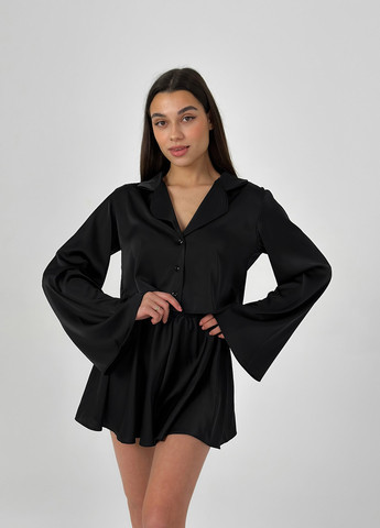 Черная всесезон пижама (рубашка, шорты) рубашка + шорты Kari Shop Atelier