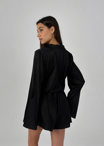 Чорна всесезон піжама (сорочка, шорти) сорочка + шорти Kari Shop Atelier