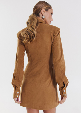Коричневое кэжуал платье рубашка Gepur однотонное