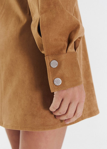 Коричневое кэжуал платье рубашка Gepur однотонное