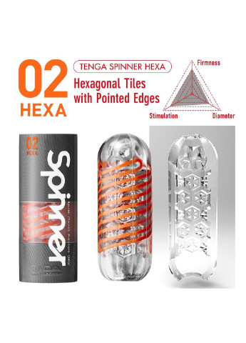 Мастурбатор Spinner 02 Hexa з пружною стимулювальною спіраллю всередині, стандартна спіраль Tenga (254734452)