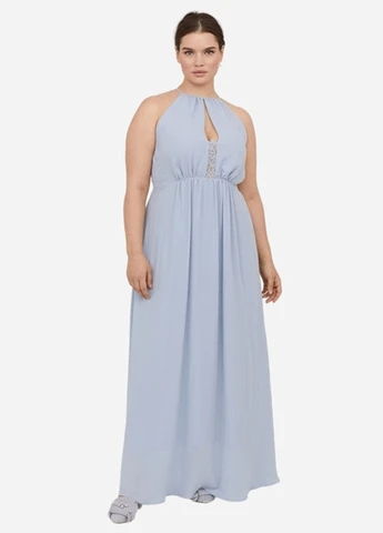 Блакитна вечірня сукня кльош H&M однотонна
