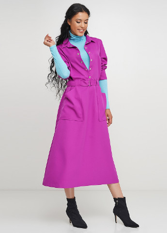 Фиолетовое кэжуал платье рубашка Jhiva однотонное