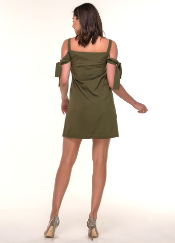 Оливковое (хаки) коктейльное платье Ravol однотонное