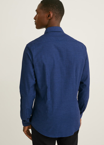 Темно-синяя кэжуал, классическая рубашка однотонная C&A