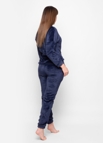 Бордова всесезон піжама костюм домашній плюшевий жіночий кофта зі штанами темно-синий Maybel