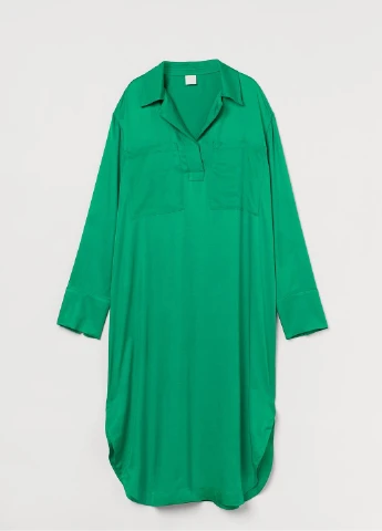 Зеленое кэжуал платье H&M однотонное
