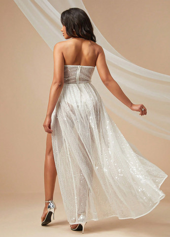 Білий вечірня сукня в грецькому стилі SHEIN однотонна