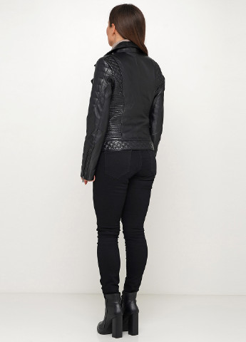 Черная демисезонная куртка кожаная Leather Factory