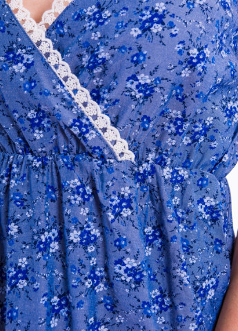 Синя кежуал плаття, сукня кльош, на запах Bebe Plus з квітковим принтом