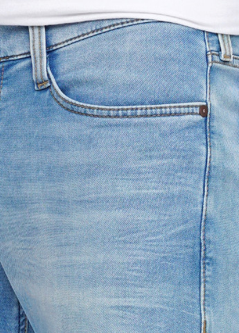 Голубые демисезонные прямые джинсы Mustang