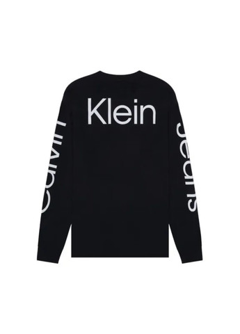 Лонгслів Calvin Klein логотип чорний кежуали бавовна, трикотаж