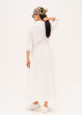 Белое повседневный платье рубашка ISSA PLUS однотонное