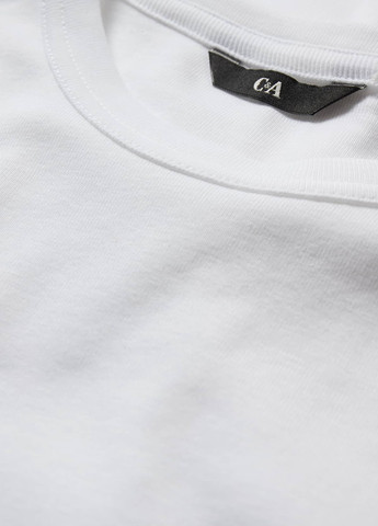 Лонгслів C&A однотонний білий кежуали бавовна