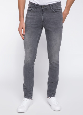 Светло-серые демисезонные со средней талией джинсы DeFacto