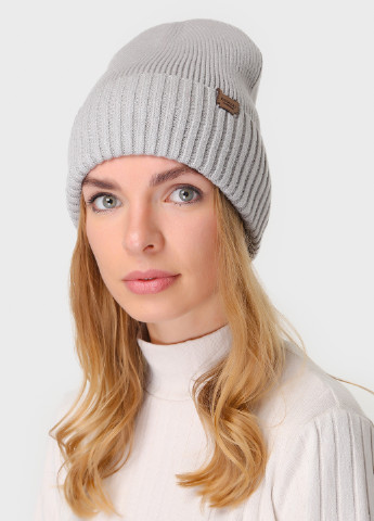 Тепла зимова кашемірова жіноча шапка з відворотом без підкладки 500001 DeMari (244712827)
