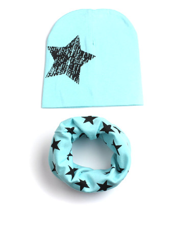 Блакитний демісезонний комплект (шапка, шарф-снуд) Bape