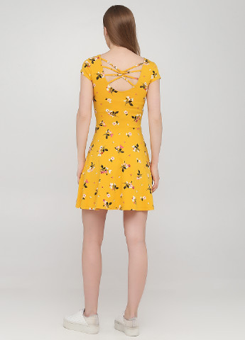 Жовтий кежуал сукня кльош C&A з квітковим принтом