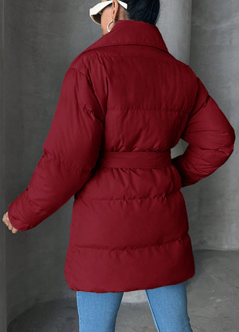 Темно-вишневая зимняя куртка куртка-пальто SHEIN