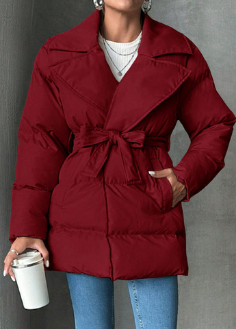 Темно-вишневая зимняя куртка куртка-пальто SHEIN