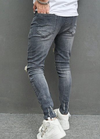 Темно-синие демисезонные слим джинсы SHEIN