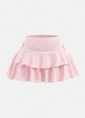 Розовый летний костюм (топ, юбка-шорты) SHEIN