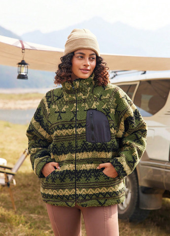 Темно-зеленая демисезонная куртка SHEIN