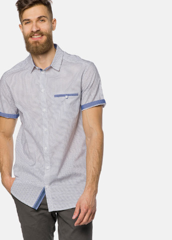 Светло-голубой кэжуал рубашка с геометрическим узором MR 520 с коротким рукавом