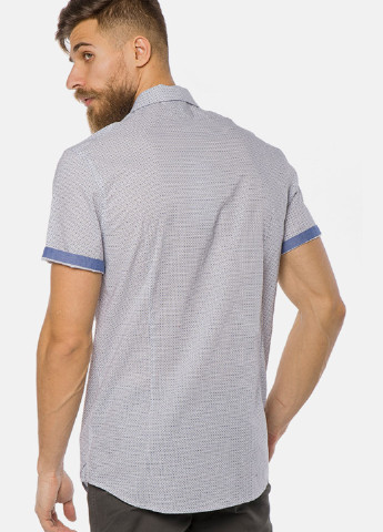 Светло-голубой кэжуал рубашка с геометрическим узором MR 520 с коротким рукавом