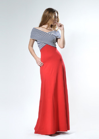 Красное кэжуал платье в стиле ампир Lada Lucci в полоску