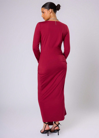Бордова вечірня сукня силуетна SHEIN однотонна